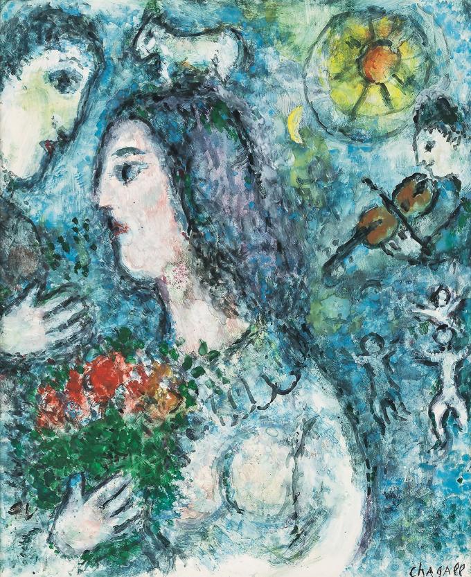 Lot. 31, 마르크 샤갈, 1887-1985, French, [Profil au Bouquet], tempera and gouache on masonite, 45.3&times;37.1cm, 1981, 3억원-6억원 (서울옥션 제공)