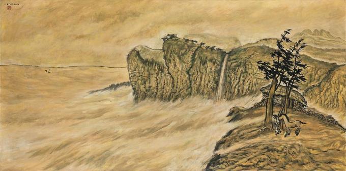 Lot. 30, 변시지, 1926-2013, [폭풍의 언덕], oil on canvas, 120.5&times;240.5cm, 1987, 2억원-5억원 (서울옥션 제공)