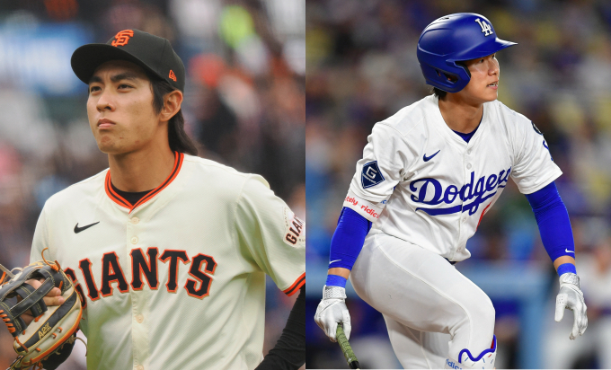 MLB닷컴이 키움 히어로즈에서 함께 뛰었던 절친 이정후와 김혜성의 맞대결을 주목했다. 사진은 샌프란시스코 자이언츠에서 활약 중인 이정후(왼쪽)와 LA다저스에서 활약 중인 김혜성의 모습. /사진=로이터