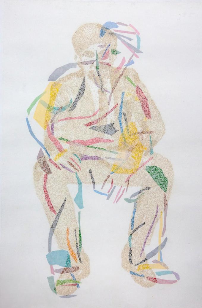 이길우 다른 시선의 관객1 2025 92x130 cm Incense, Mixed media on hanji paper (선화랑 제공)