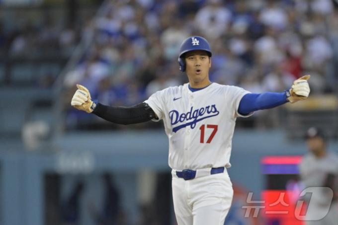 LA 다저스 오타니 쇼헤이는 21일(한국시간) 열린 2025 메이저리그 워싱턴 내셔널스와 홈 경기에서 3타수 1안타 2볼넷 1타점을 기록했다. ⓒ 로이터=뉴스1