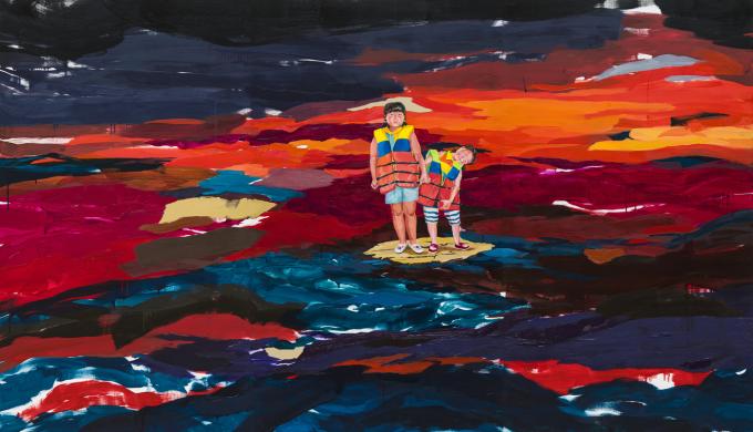 문지영, 긴 밤을 보낸 언니에게, 2021, 캔버스에 유채, 193.3x336.3cm (아트스페이스3 제공)