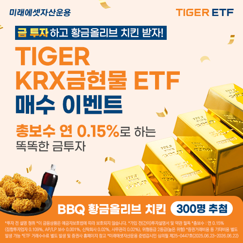 미래에셋운용 'KRX금현물 ETF' 신규 상장… 최저 보수 0.15%