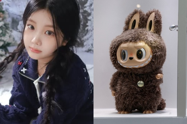 그룹 아일릿 멤버 원희가 사기 피해를 고백했다. 사진은 아일릿 멤버 원희(왼쪽)와 중국 캐릭터 인형 라부부(오른쪽). /사진=아일릿 공식 인스타그램, 로이터