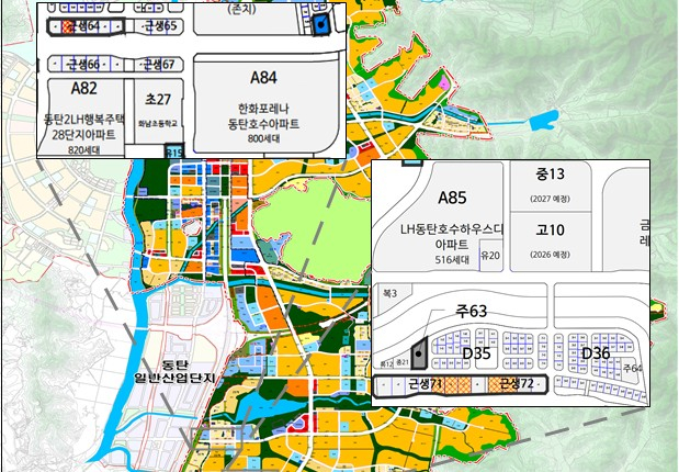  이번 공급하는 화성동탄2 신도시 내 근생용지 7필지 위치. /자료=GH 