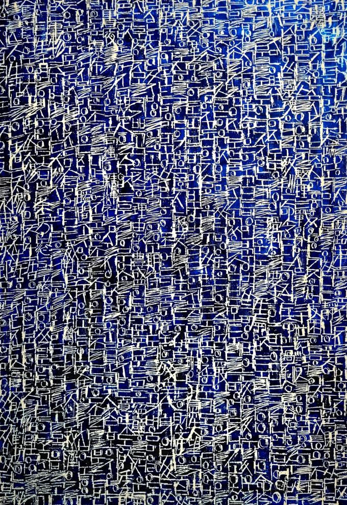 이인, Palette, Something-문자그림1 mixed media on canvas 162x112cm 2023 (토포하우스 제공)