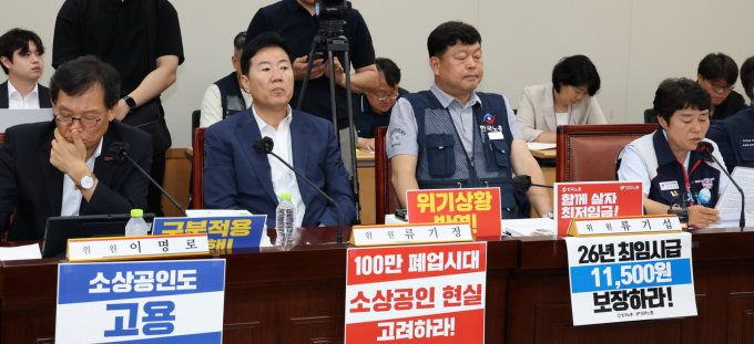 지난 1일 세종시 정부세종청사 고용노동부에서 열린 최저임금위원회 제8차 전원회의에 참석한 이미선 근로자위원(오른쪽)이 발언하고 있다. / 사진=뉴스1 김기남 기자 /사진=(세종=뉴스1) 김기남 기자
