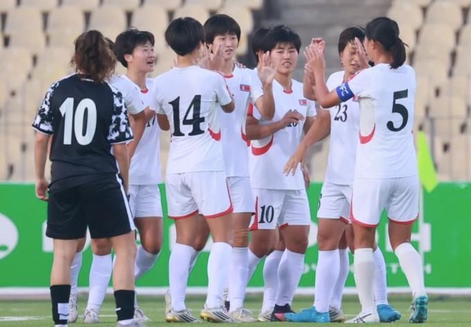 북한 여자축구가 팔레스타인을 10-0으로 대파했다.(AFC 제공)