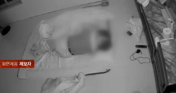 치매를 앓고 있는 80대 여성이 마을 주민에게 성폭력을 당했다는 충격적인 사연이 전해졌다. 사진은 80대 노인 옆에 누워 있는 이웃 주민의 모습. /사진=JTBC '사건반장' 캡처