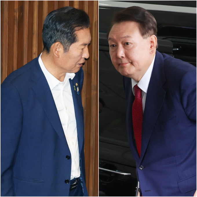 더불어민주당 당대표에 출마한 정청래 의원이 윤석열 전 대통령을 겨냥해 내 집이다 생각하고 참회하라고 밝혔다. 사진은지난 3일 정청래 더불어민주당 의원이 서울 여의도 국회에서 열린 본회의에 참석해 대화하는 모습과 윤석열 전 대통령(오른쪽)이 지난 5일 서울 서초구 서울고등검찰청에 마련된 내란특검에서 2차 대면조사를 받기 위해 출석하고 있는 모습. /사진= 뉴시스(공동취재)