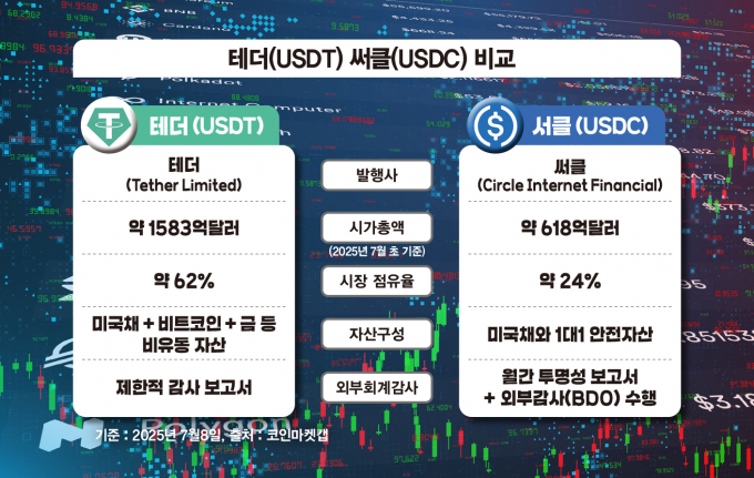 사진은 테더, 써클 비교 표. /사진=김은옥 기자