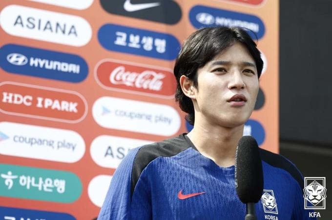 축구대표팀에 합류한 정승원. (대한축구협회 제공)