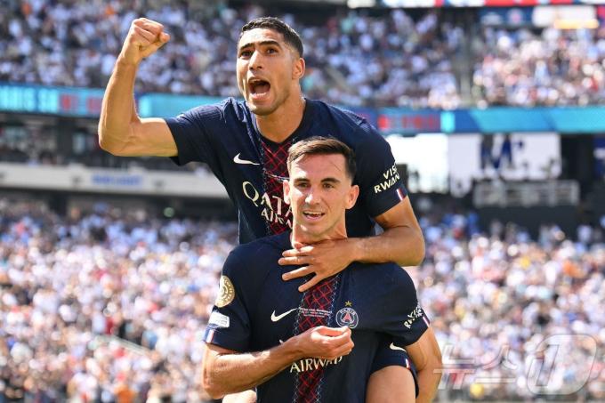득점 후 기뻐하는 PSGⓒ AFP=뉴스1