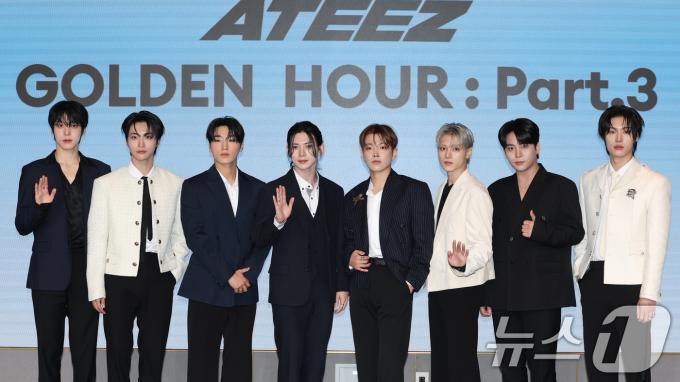 그룹 에이티즈(ATEEZ)의 윤호(왼쪽부터)와 성호, 산, 여상, 홍중, 우영, 종호, 민기 2025.6.12/뉴스1 ⓒ News1 권현진 기자