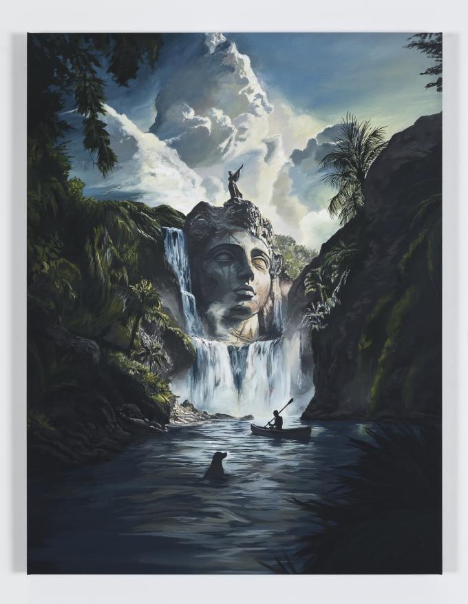 다니엘 아샴, Daniel Arsham, The Wanderer and Their Dog, 2025, Acrylic on canvas,  76.2 &times; 58.4 &times; 5.1 cm. Courtesy of the artist and Perrotin (페로탕 서울 제공)