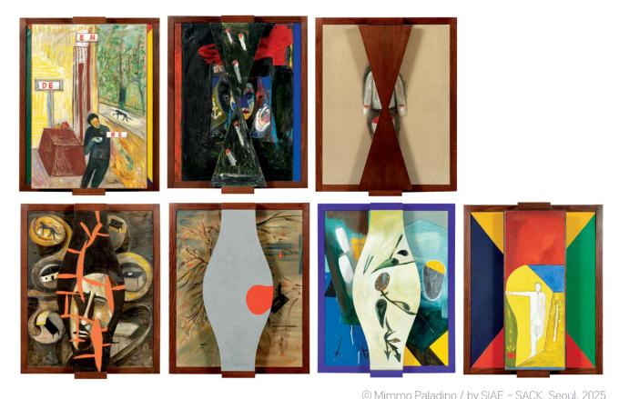 밈모 팔라디노 Mimmo Paladino Untitled and Others oil on canvas in artist's wooden frame with painted scuptural element 109x88.5x15(d)cm and others, 7works 