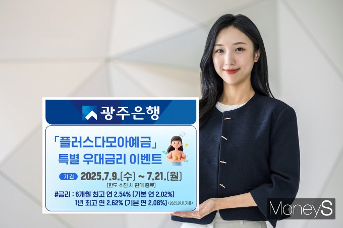 광주은행 브랜드전략부 직원이 플러스다모아예금 특별 우대금리 이벤트 실시를 알리고 있다/사진=광주은행 제공.