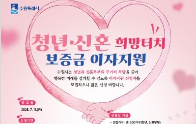 청년·신혼 희망터치 보증금 이자지원 안내. /사진제공=수원시
