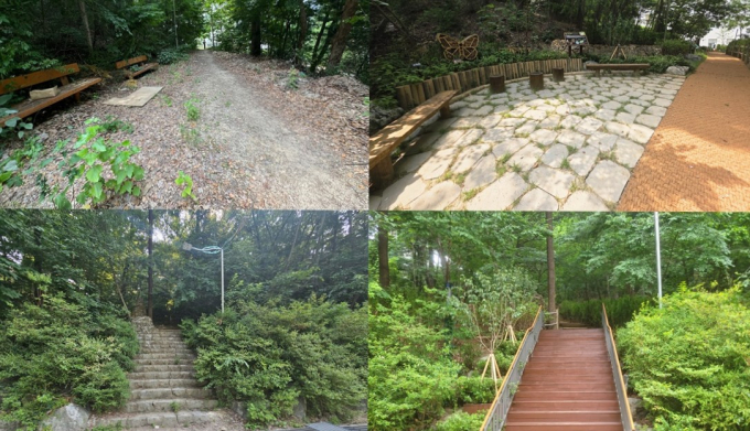 수리산 골안공원 생태교육공간 조성 완료 전(사진 왼쪽)과 후(오른쪽) 모습. /사진제공=안양시