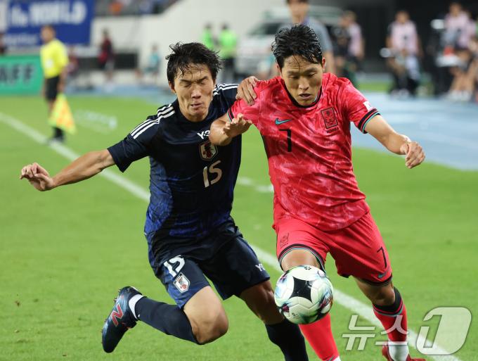 나상호가 15일 오후 경기 용인시 처인구 용인미르스타디움에서 열린 2025 동아시아축구연맹(EAFF) E-1 챔피언십 남자부 대한민국과 일본의 경기에서 공격을 하고 있다. 2025.7.15/뉴스1 ⓒ News1 김영운 기자