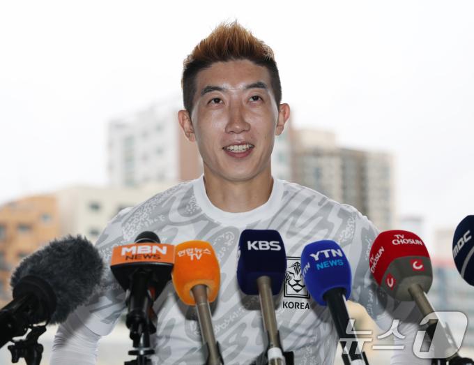 경기 하루 전 인터뷰를 진행한 조현우  2025.7.14/뉴스1 ⓒ News1 김영운 기자