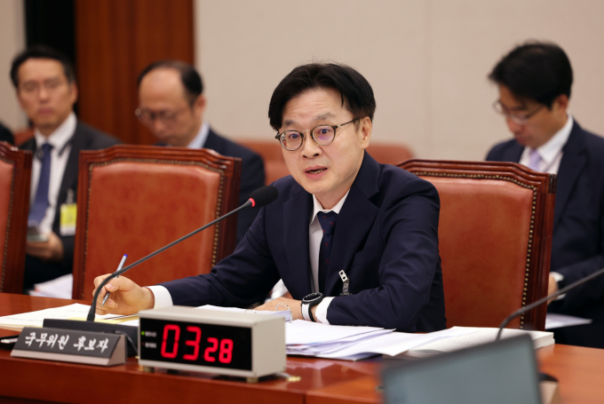 김정관 산업통상자원부 장관 후보자가 17일 오전 서울 여의도 국회 산업통상자원중소벤처기업위원회에서 열린 인사청문회에서 발언하고 있다. /사진=뉴시스