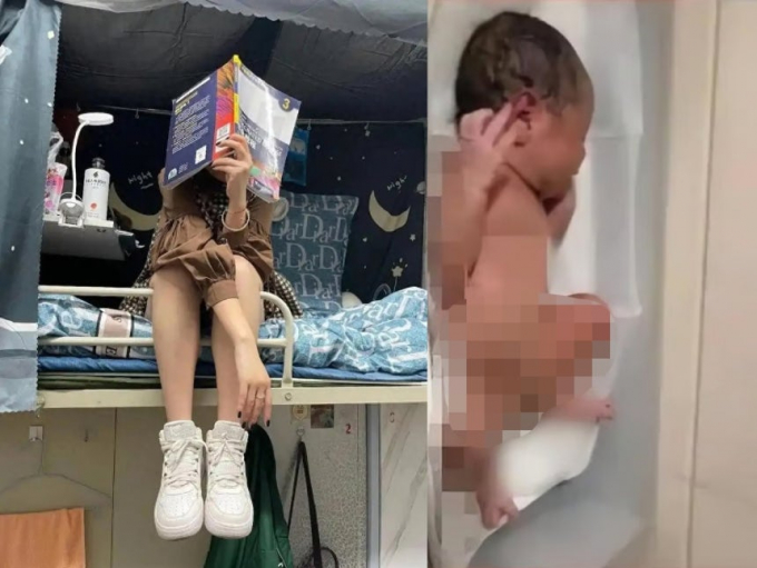 기숙사에서 시험 공부를 하던 여대생이 2층 침대에서 4.5㎏ 우량아를 출산했다. 사진은 지난 19일(현지시각) 사우스차이나모닝포스트의 보도 중 일부./사진=SCMP 캡처