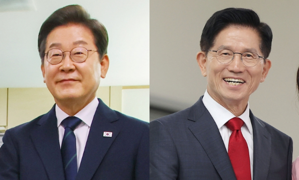 중앙선거관리위원회가 제21대 대선에서 각 정당 후보자가 지출한 선거 비용을 공개했다. 사진은 이재명 대통령과(왼쪽) 김문수 전 고용노동부 장관 모습. /사진=뉴스1