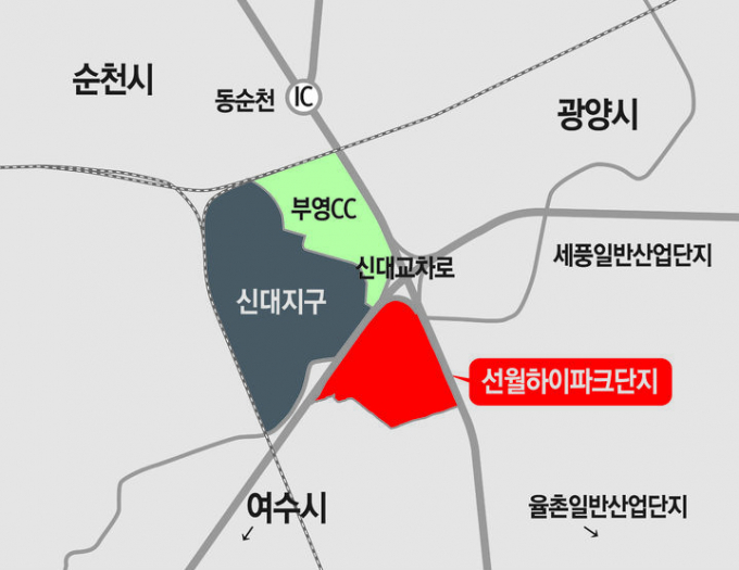                                            순천 선월하이파크단지 위치도/광양경제청