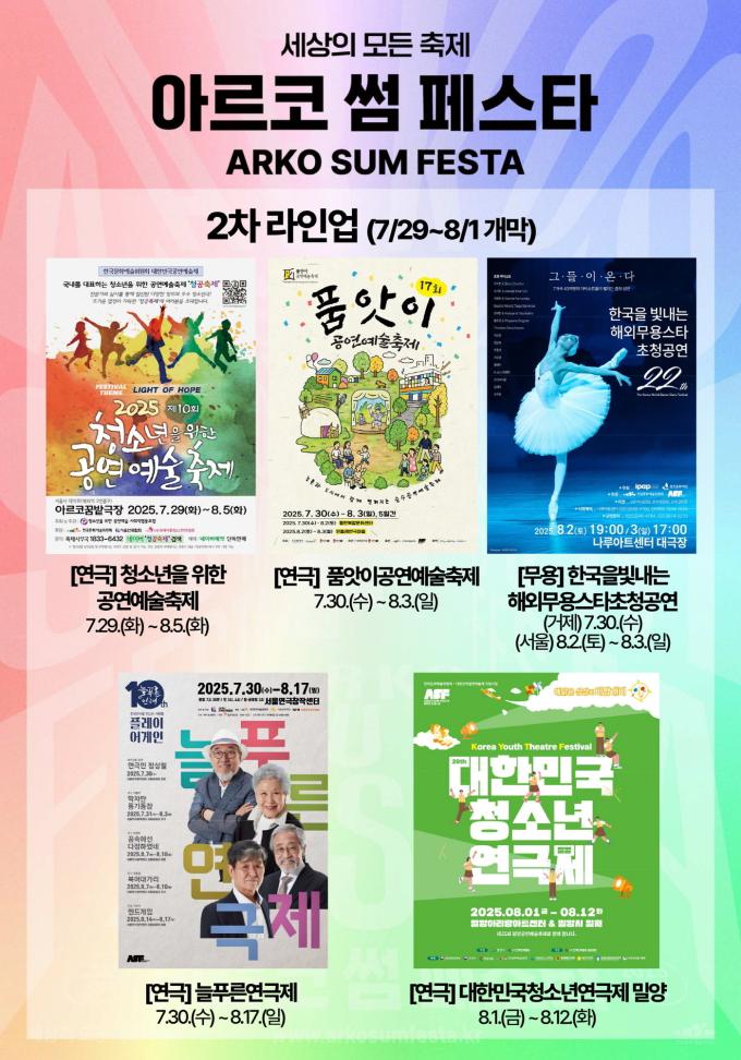 2025 아르코 썸 페스타 2차 라인업 소개 이미지(한국문화예술위원회 제공)