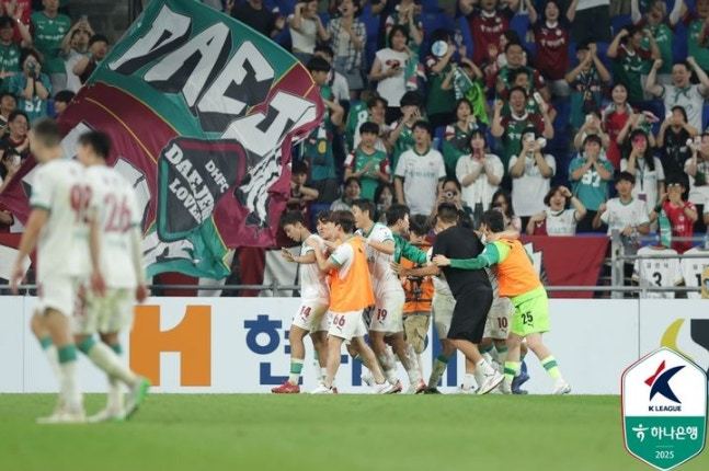 K리그1 대전이 김준범의 극장골로 울산을 꺾었다.(한국프로축구연맹 제공)