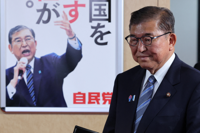 일본 온라인상에서 이시바 시게루 일본 총리 사임 반대 캠페인이 확산되고 있다. 사진은 지난 23일 일본 도쿄 자민당 본부에서 이시바 총리가 당 간부들과 회동한 모습. /사진=로이터