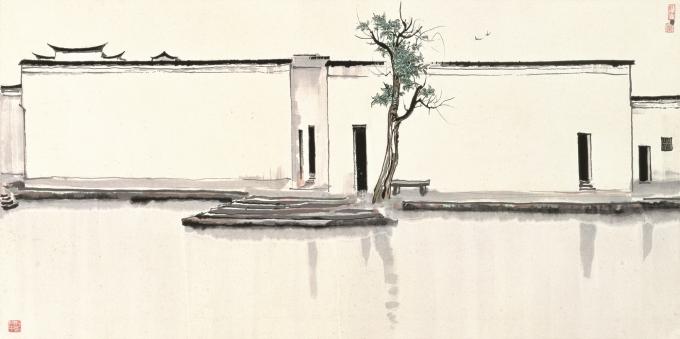 우관중, 두 마리 제비, 1981, 종이에 먹과 채색, 홍콩예술박물관 소장(우관중과 그의 가족 기증) (예술의전당 제공)