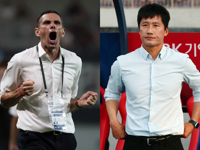전북 현대모터스가 24라운드 광주FC와의 맞대결에서 23경기 연속 무패에 도전한다. 사진은 전북을 이끄는 거스 포옛 감독(왼쪽)과 광주 이정효 감독의 모습. /사진=뉴스1