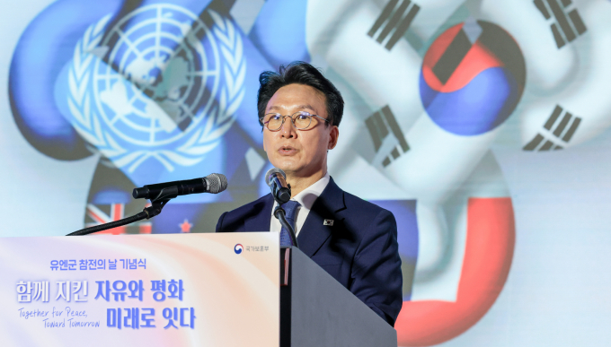 김민석 국무총리가 27일 유엔군 참전의 날 기념식에 참석해 "평화와 연대를 확장해 고귀한 희생에 보답하겠다"고 말했다. /사진=뉴시스