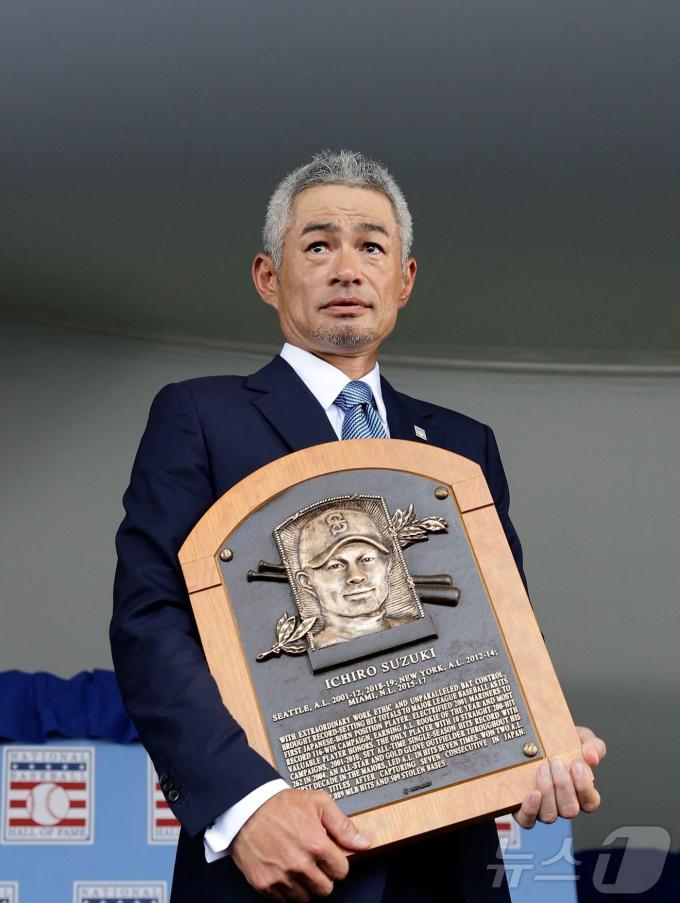 MLB 명예의 전당에 입회한 이치로.ⓒ AFP=뉴스1