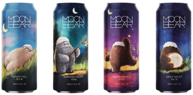 문베어브루잉 수제맥주 4종. 윈디힐 라거(왼쪽부터 ), 여름밤 IPA, 문댄스 골든에일, 짙은밤 페일에일. /사진=문베어