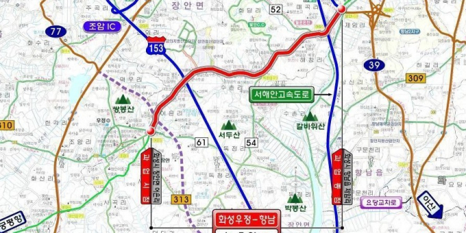 화성 우정~향남 도로확장공사 위치도. /사진제공=경기도