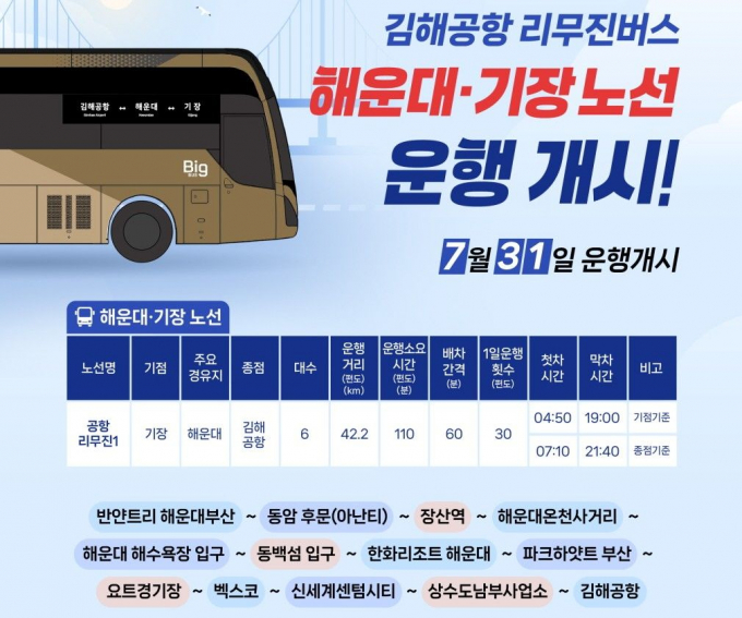 기장군과 김해공항을 연결하는 리무진버스 안내문/사진=기장군