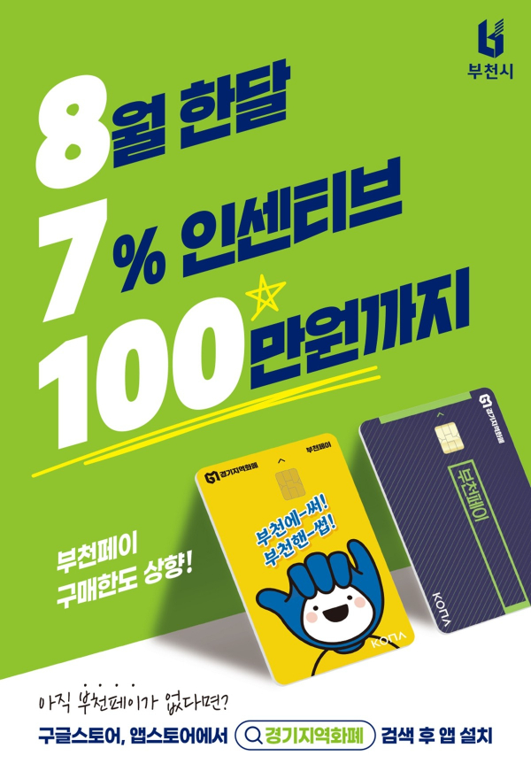 부천페이 8월 구매 한도 상향 홍보 포스터. /사진제공=부천시 