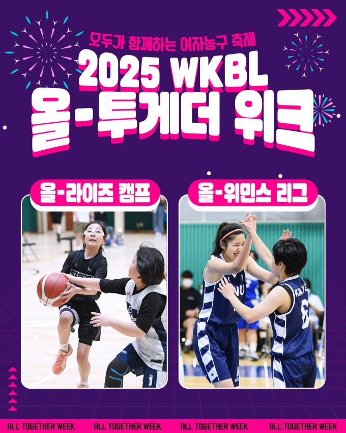 한국여자농구연맹(WKBL)은 오는 9일부터 12일까지 서울시 중구에 위치한 아스트로하이 체육관에서 '2025 WKBL 올-투게더 위크'를 진행한다고 4일 밝혔다.(WKBL 제공)