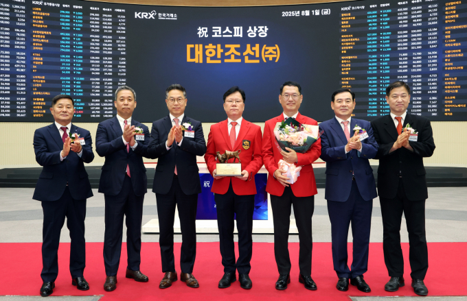기관 수요예측에서 락업(의무보유 확약) 30%를 확보하도록 한 규제 도입 이후 락업 비율이 급등세를 보인다. 사진은 올해 가장 높은 락업 비율을 기록한 대한조선 상장 기념식. /사진=한국거래소