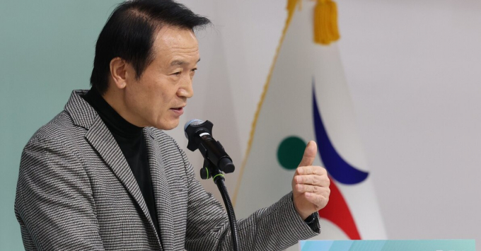 임태희 경기도교육감이 지난 1월 경기 수원시 영통구 경기도교육청에서 교육 본질 회복을 위한 미래 대학입시 개혁 방안 발표하는 모습. /사진=뉴스1 