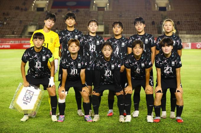 아시안컵 예선에서 2연승을 기록한 여자 U20 대표팀(라오스축구협회 제공)