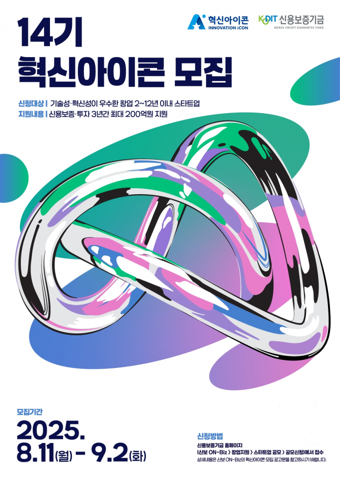 신보가 11일부터 오는 9월2일까지 신 스타트업의 성장을 지원하는 '제14기 혁신아이콘'을 공모한다./사진제공=신용보증기금