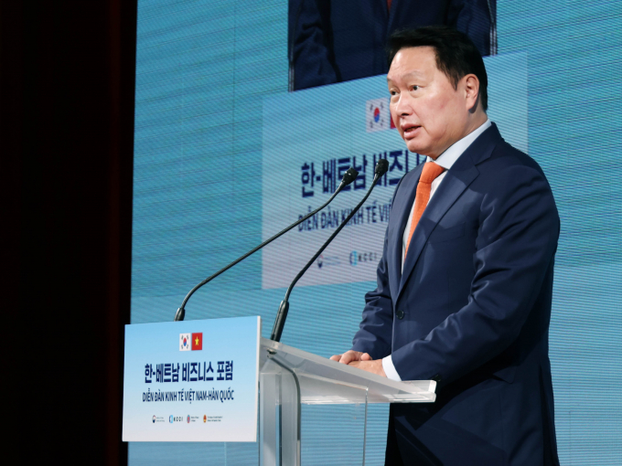 12일 서울 중구 소공동 롯데호텔에서 열린 '한-베트남 비즈니스 포럼'에서 최태원 대한상공회의소 회장이 인사말을 하고 있다. /사진=대한상의