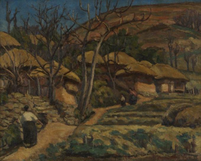 오지호, 동복산촌, 1928, 캔버스에 유화 물감, 72.1&times;90.4cm, 리움미술관 소장 (리움미술관 제공)