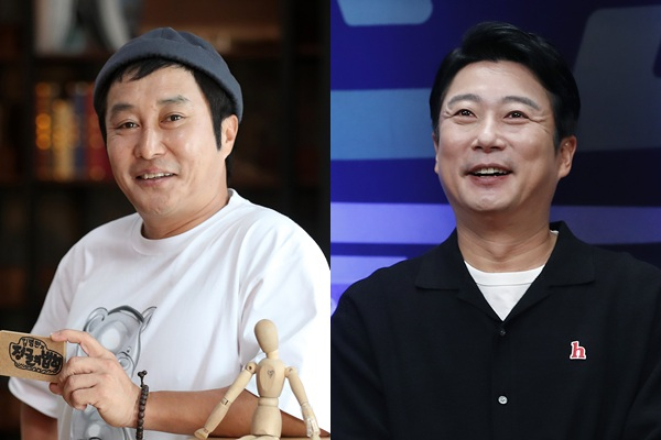 방송인 이수근(오른쪽)이 동료 김병만의 결혼식 사회를 맡으며 특별한 우정을 과시한다./사진=뉴스1
