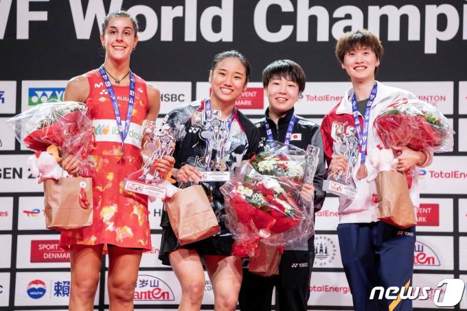 2023년 덴마크 세계선수권에서 한국 배드민턴사 최초로 단식 우승자가 된 안세영. ⓒ AFP=뉴스1