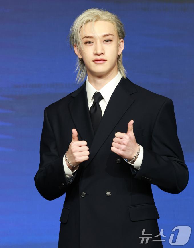 스트레이 키즈(Stray Kids) 방찬이 22일 오전 서울 영등포구 콘래드호텔에서 열린 네 번째 정규 앨범 ‘KARMA’ 기자간담회에 참석해 포즈를 취하고 있다. 2025.8.22/뉴스1 ⓒ News1 권현진 기자